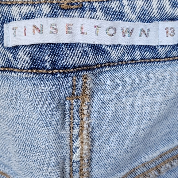 TINSELTOWN Lightning Detail Marble Washed Ankle Skinny Jeans - Picture 2 of 4